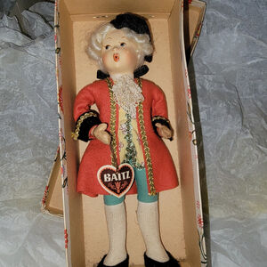 RARE Vintage BAITZ Mozart Whistling Doll w/ Box & Tag Austria